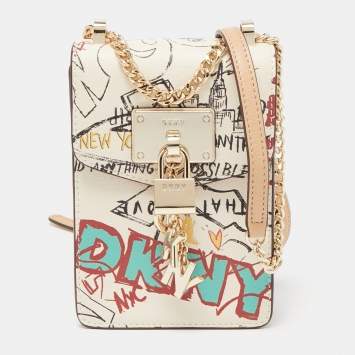 مملوكة مسبقًا Dkny Multicolor Printed Leather Elissa Phone Crossbody Bag