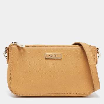 Pre Owned DKNY Tan Saffiano Leather Bryant Park Crossbody Bag