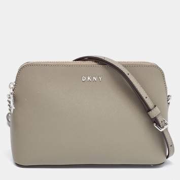 Pre Owned DKNY Grey Leather Bryant Dome Crossbody Bag