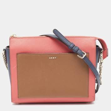 Pre Owned DKNY Tricolor Leather Ava Zip Crossbody Bag