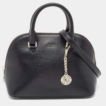 Pre Owned DKNY Black Leather Dome Satchel