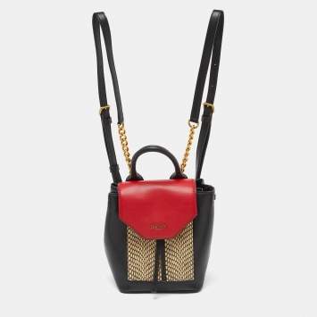 Pre Owned DKNY Tricolor Embossed Leather Small Alexa Backpack