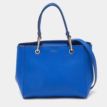 Pre Owned DKNY Blue Leather Julius MD Zip Tote