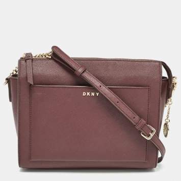 Pre Owned DKNY Brick Burgundy Saffiano Leather Ava Crossbody Bag