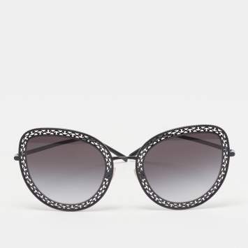 Pre Owned Dolce & Gabbana Black DG226 Devotion Butterfly Sunglasses 