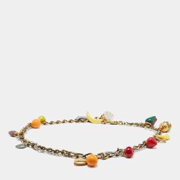 Pre Owned Dolce & Gabbana Two Tone Heritage Charms Chain Belt 