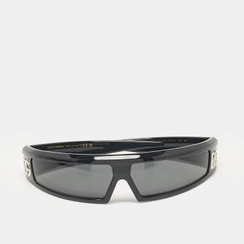 Pre Owned Dolce & Gabbana Black Acetate DG6181 Shield Sunglasses