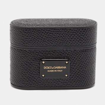 Pre Owned Dolce & Gabbana Black Leather Airpods Case