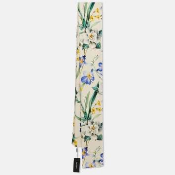 Pre Owned Dolce & Gabbana White Floral Print Stretch Silk Hijab Scarf