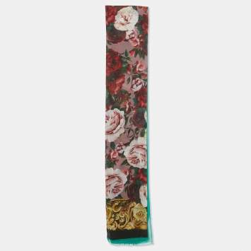 Pre Owned Dolce & Gabbana Multicolor Floral Printed Modal & Cashmere Scarf