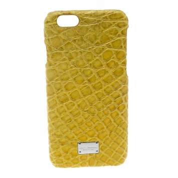 Pre Owned Dolce & Gabbana Yellow Croc Embossed iPhone 6/6S Case