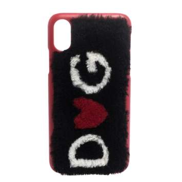 Pre Owned Dolce & Gabbana Red/Black Sherling Logo iPhone X Case