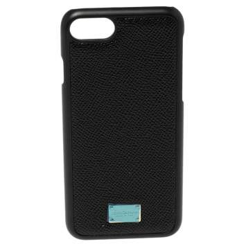 Pre Owned Dolce & Gabbana Black Leather iPhone 7 Cover