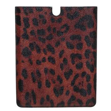 Pre Owned Dolce & Gabbana Black/Brown Leopard Print Coated Canvas iPad 2 Case
