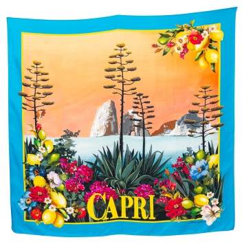 Pre Owned Dolce & Gabbana Multicolored Capri Print Silk Square Scarf 
