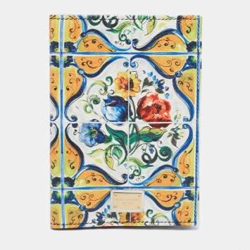 Pre Owned Dolce & Gabbana Multicolor Flower Print Leather Passport Holder