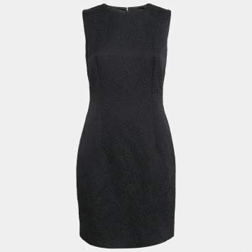 Pre Owned Dolce & Gabbana Black Jacquard Sleeveless Mini Dress M