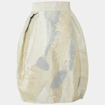 Pre Owned Dolce & Gabbana Cream Printed Cotton Skirt S