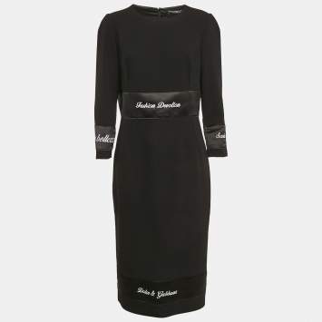 Pre Owned Dolce & Gabbana Black Fashion Devotion Embroidered Wool Midi Dress XL