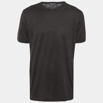 Pre Owned Dolce & Gabbana Black Cotton Knit Crew Neck T-Shirt XXL