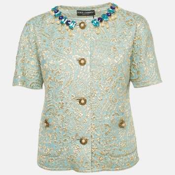 Tシャツ・カットソー DOLCE  GABBANA Women Tops F8V21THLM7L Pink Calf-length sheath dress in branded floral cordonetto lace