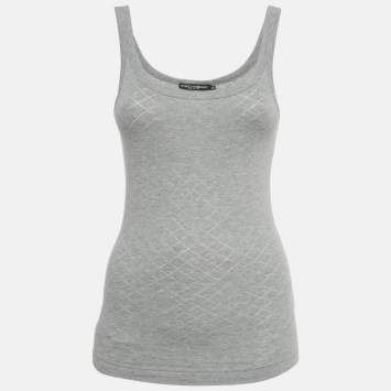 Pre Owned Dolce & Gabbana Grey Patterned Jersey Tank Top S