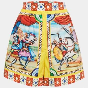 Pre Owned Dolce & Gabbana Multicolor Carretto Print Cotton Shorts S