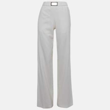 مملوكة مسبقًا Dolce & Gabbana Cream Crepe Straight Leg Trousers S
