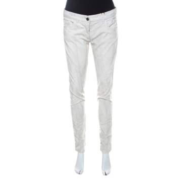 Pre Owned Dolce & Gabbana Monochrome Marbled Cotton Corduroy Tapered Pants M