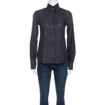 Pre Owned Dolce & Gabbana Charcoal Grey Button Front Shirt S