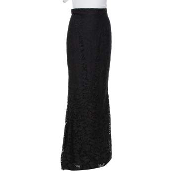 Pre Owned Dolce & Gabbana Black Lace Fit & Flare Maxi Skirt S