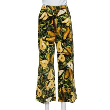 Pre Owned Dolce & Gabbana Multicolor Floral Printed Velvet Cropped pants L