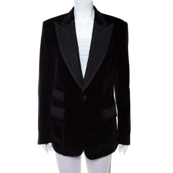 Pre Owned Dolce & Gabbana Black Velvet Casino Tuxedo Jacket L