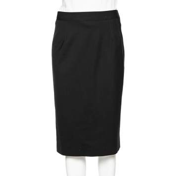 Pre Owned Dolce & Gabbana Black Wool Formal Pencil Skirt M