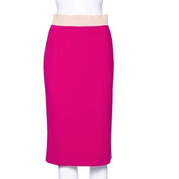 Pre Owned Dolce & Gabbana Pink Crepe Knee Length Skirt M