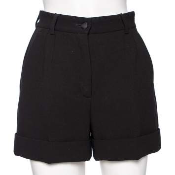 Pre Owned Dolce & Gabbana Black Wool High Waisted Shorts S