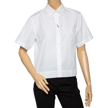 Pre Owned Dolce & Gabbana White Cotton Short Sleeve Shirt M