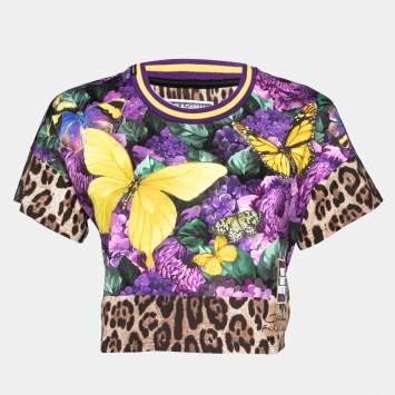 Pre Owned Dolce & Gabbana x Khaled Khaled Multicolor Jersey Crop Top S