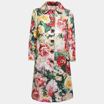 Pre Owned Dolce & Gabbana Multicolor Floral Lured Jacquard Lightweight Coat S 