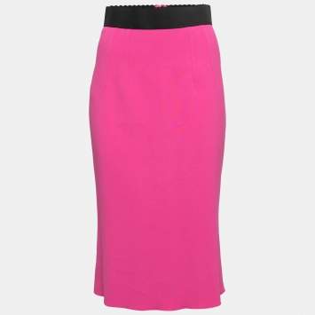 Pre Owned Dolce & Gabbana Pink Crepe Skirt S
