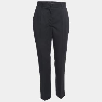 Pre Owned Dolce & Gabbana Black Wool Tapered Leg Trousers S