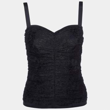 Pre Owned Dolce & Gabbana Black Lace Bustier Top S
