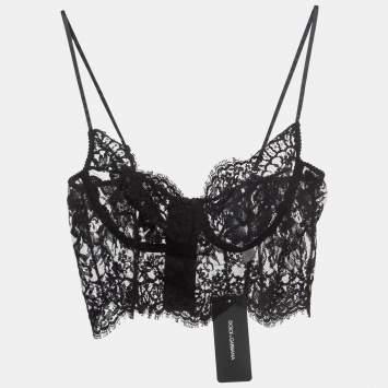 Pre Owned Dolce & Gabbana Black Lace Bralette Top XL