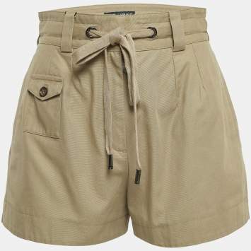 Pre Owned Dolce & Gabbana Beige Cotton Canvas High Waist Shorts S
