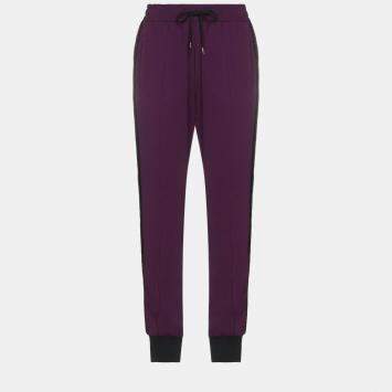 Pre Owned Dolce & Gabbana Purple Knit Logo Band Detail Joggers M (IT 42)