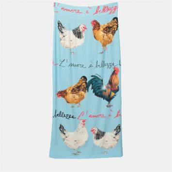 Pre Owned Dolce & Gabbana Blue Print Viscose Maxi Skirt Size 42