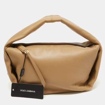 Pre Owned Dolce & Gabbana Beige Leather Shoulder Bag