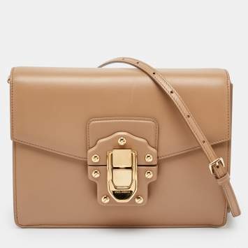 Pre Owned Dolce & Gabbana Beige Leather Lucia Shoulder Bag