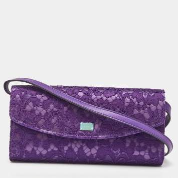 Dolce & Gabbana Purple Lace and Satin Flap Crossbody Bag