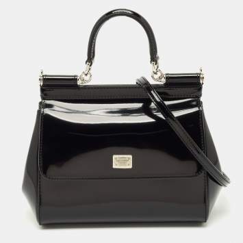 Pre Owned Dolce & Gabbana Black Leather Small Miss Sicily Top Handle Bag